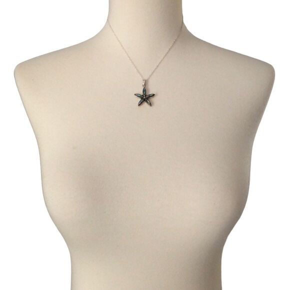 Abalone Star Sterling Necklace 925 Silver Pendant Daisy Flower 18" Beach Coastal - Picture 3 of 16